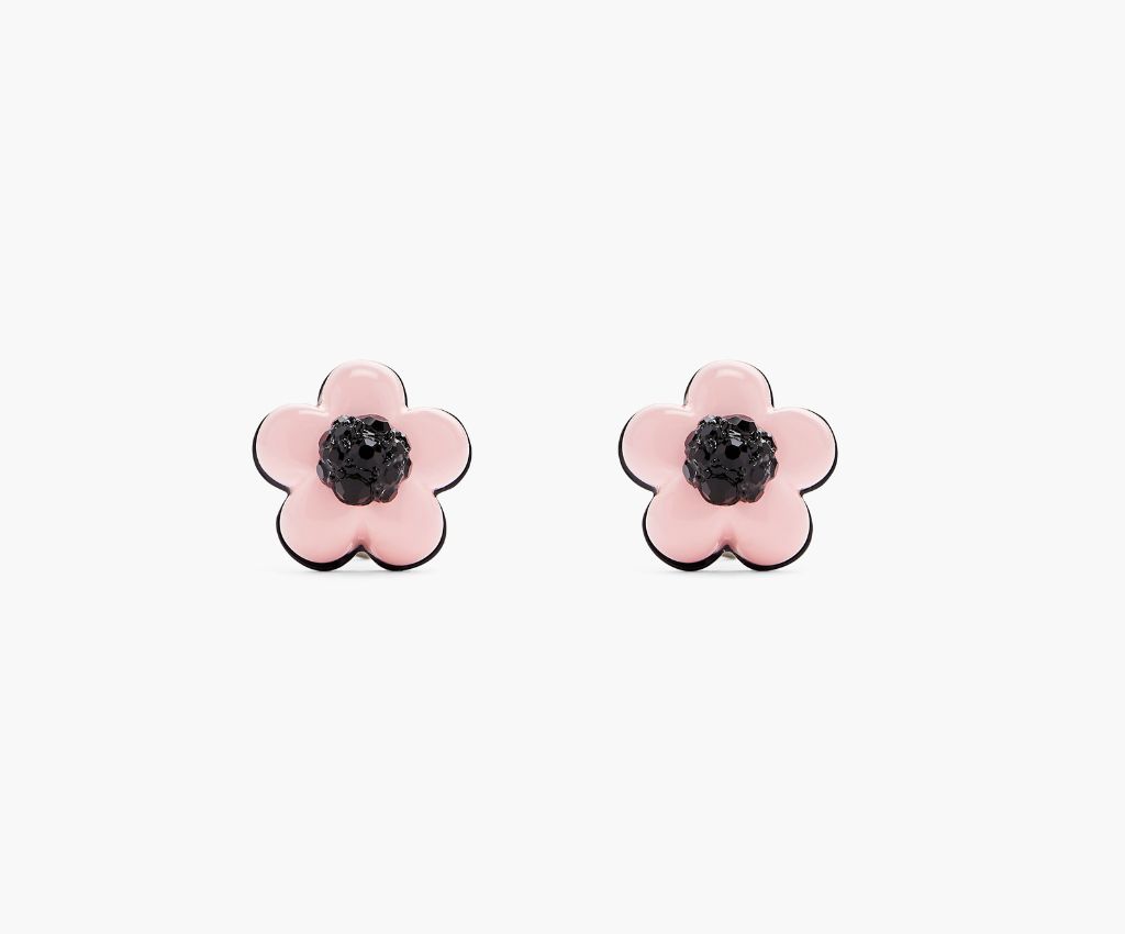 Daisy Stud Earrings (Silver/Peach)